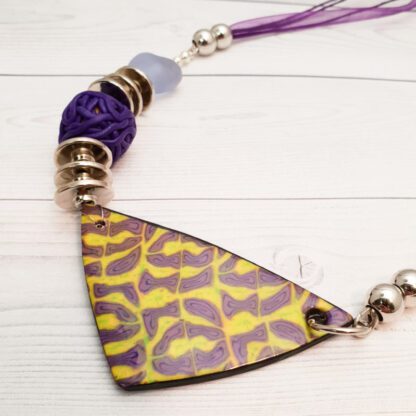 Handmade Purple and Green Polymer Clay Statement Necklace