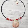 Polymer Clay Shell Pendant Choker Necklace with gem stones - Image 2