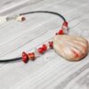 Polymer Clay Shell Pendant Choker Necklace with gem stones