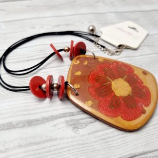 Glossy Polymer Clay Pendant – Unique Glass-Pressed Design & Gold Frame