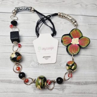 Stand Out Polymer Clay Necklace – Red Bottle Brush Flora Art