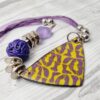 Handmade Purple and Green Polymer Clay Statement Necklace - Image 3