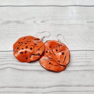 Sea Dollar Distressed Disk Earrings Orange