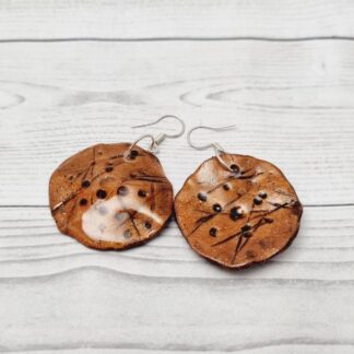 Sea Dollar Distressed Disk Earrings Bronze