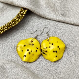 Ultra Shine Hand Sculpted Polymer Clay Disk Earrings Hand Sculpted Resin Gloss Clay Disk Dangle Earrings for Unique Style Artisan Glossy Polymer Clay Earrings – Hand Sculpted Silver Hooks