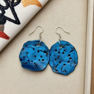 Dazzling Resin Polymer Clay Disk Earrings – Hand Sculpted Hand-Sculpted Polymer Clay Earrings with Silver Hooks for Unique Style Glossy Polymer Clay Disk Earrings – Ultra Shine Resin Finish
