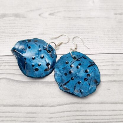 Sea Dollar Distressed Disk Earrings Turquoise