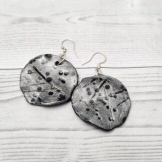 Sea Dollar Distressed Disk Earrings Silver