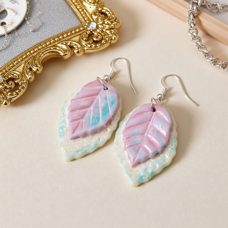 Cotton Candy Leaf Earrings