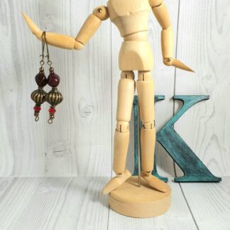 Bronze Genie Earrings Deep Red