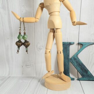 Bronze Genie Earrings Green