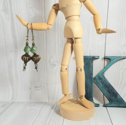 Bronze Genie Earrings Green