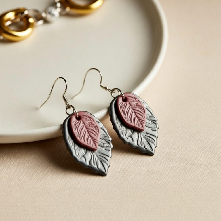 Blush Leaf Polymer Clay Earrings