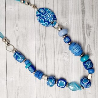 Versatile Polymer Clay Statement Necklace – Wear Long or Short with Side Clasp
