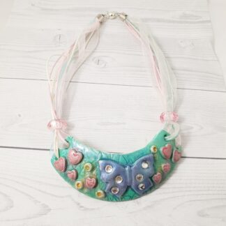 Hand Sculpted Floral Girls Shabby Chic Collar Necklace