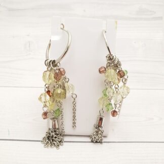 Multi Stranded Beaded Hoop Earrings Green