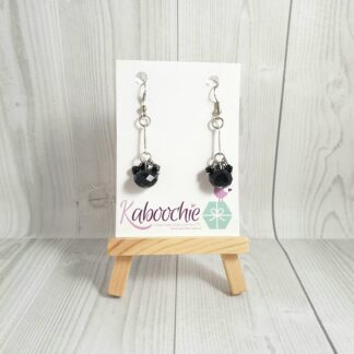 Long Faceted Beaded Earrings Black