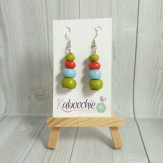 Polymer Clay Beaded Drop Earrings in Retro Colours