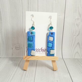 Polymer Clay Earrings Blue Patch Work
