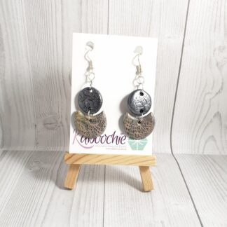 Polymer Clay Tiered Earrings Silver