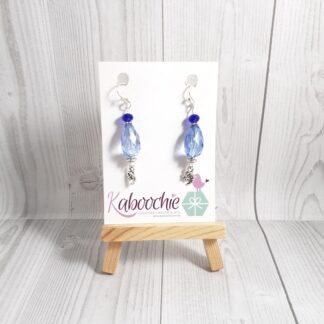 Beaded Charm Dangle Earrings Blue with Moon and Stars
