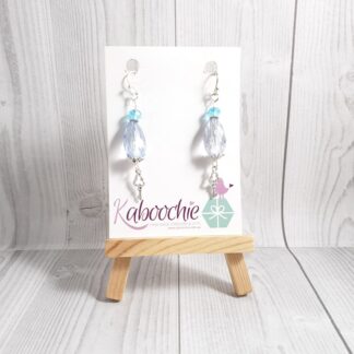 Beaded Charm Dangle Earrings Blue with Key