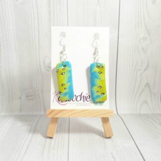 Polymer Clay Earrings Blue Green Dart Frog