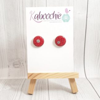 Polymer Clay Stud Earrings Red Dotty