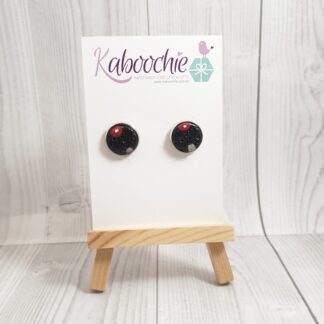 Polymer Clay Stud Earrings Black Dotty