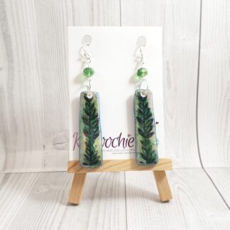 Hand Painted Inked Polymer Clay Earrings Leaves