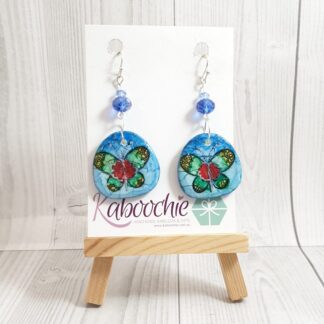 Hand Painted Inked Polymer Clay Earrings Butterfly