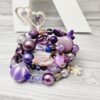 Memory Wire Wrap Beaded Bracelet - Purple