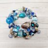 Memory Wire Wrap Beaded Bracelet - Blue - Image 3