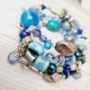 Memory Wire Wrap Beaded Bracelet - Blue - Image 2