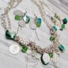 Jewellery 3 Piece Set - Necklace Bracelet and Earrings - Green - Image 2