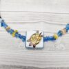 Blue Gem Stone Chips Turtle Choker Necklace