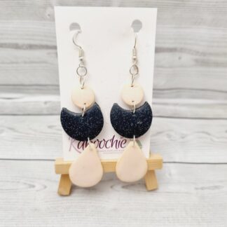 Polymer Clay 3 Tiered Earrings Navy and Pink