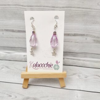 Beaded Charm Dangle Earrings Pink with Star