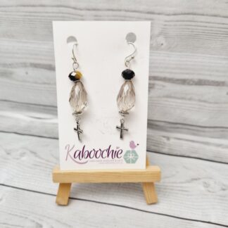 Beaded Charm Dangle Earrings Cross