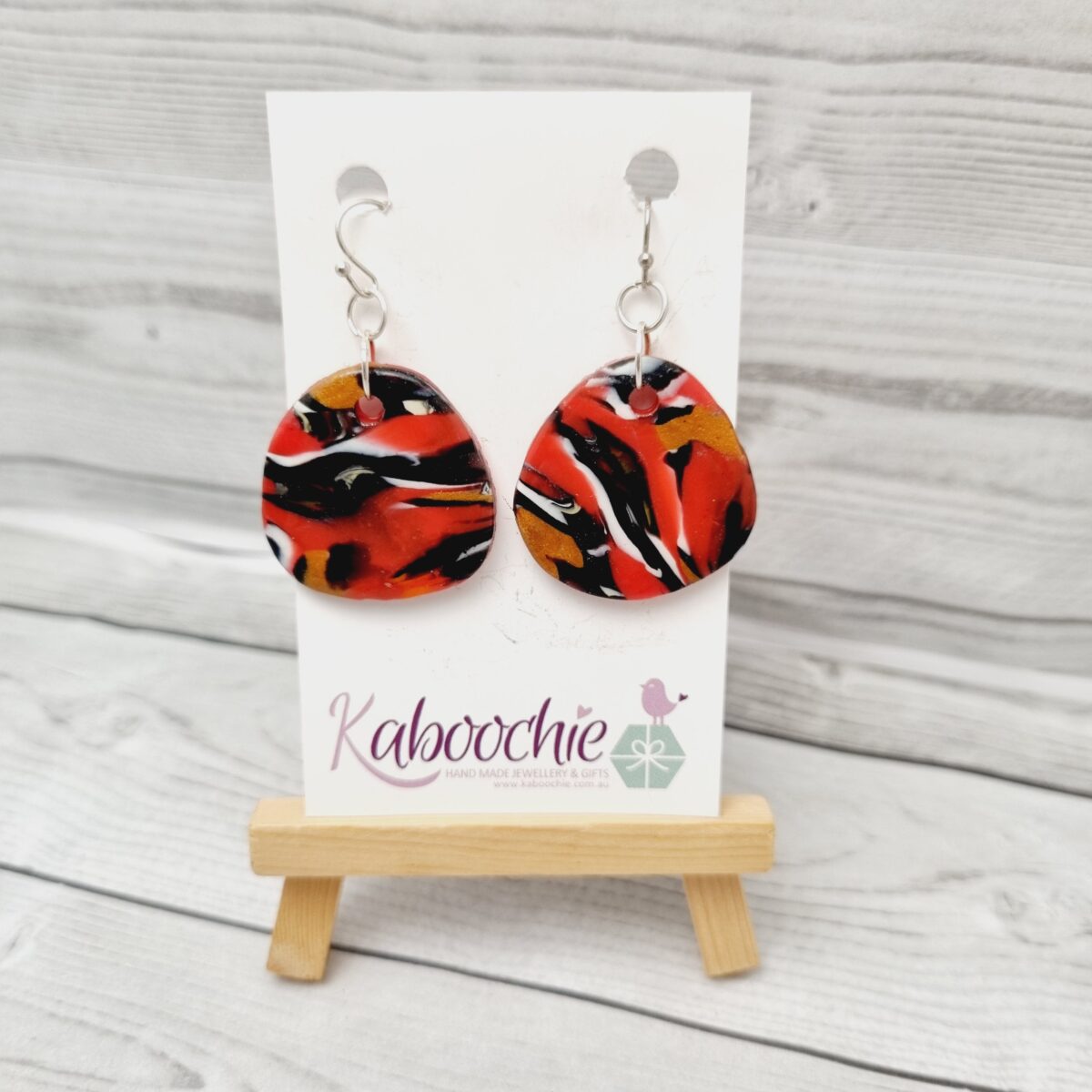 Polymer Clay Earrings Marbled Kaboochie