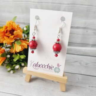 Crackle Bead Earrings Red