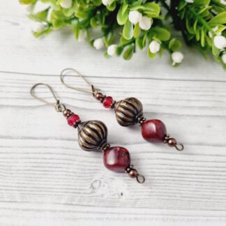 Deep Red Bronze Genie Earrings