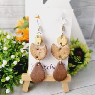 Polymer Clay 3 Tiered Earrings Coffee