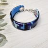 Hand Sculpted Polymer Clay Cuff Bracelet - Blue Patchwork - Image 2