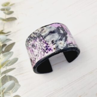 Hand Sculpted Polymer Clay Cuff Bracelet - Purple Graffiti