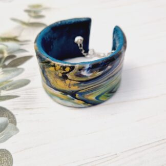 Hand Sculpted Polymer Clay Cuff Bracelet – Starry Night