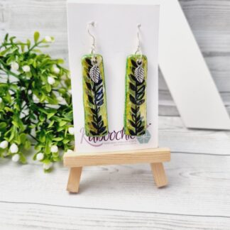 Polymer Clay Earrings Green Leaf