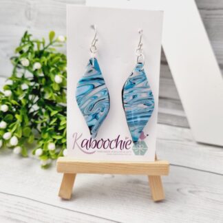 Polymer Clay Leaf Shape Earrings Marbled