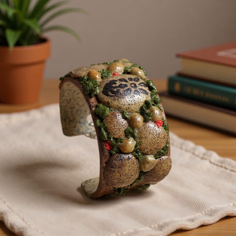 Rock Garden Polymer Clay Cuff Bracelet