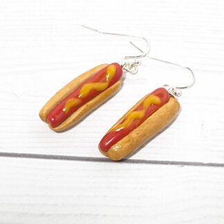 Novelty Miniature Food Hotdog Earrings